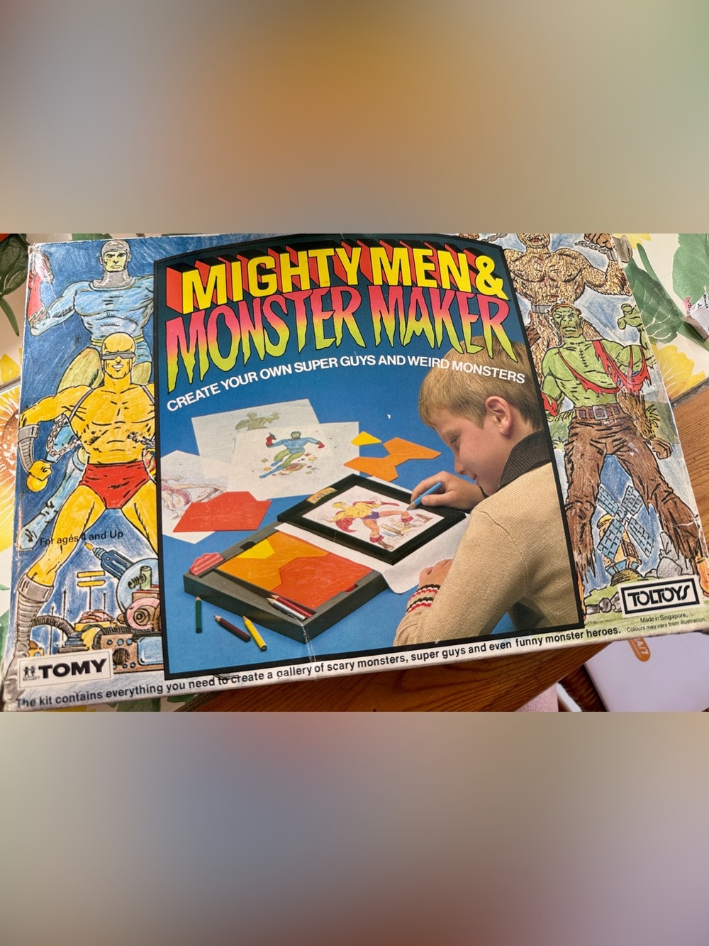 Vintage Tomy Mighty Men & Monster Maker Kids drawing complete kit